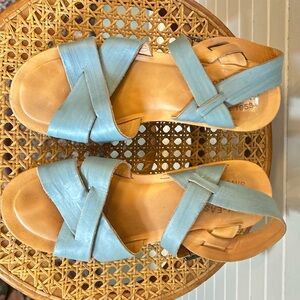 Kork-Ease Blue Strappy Wedge  Sandals